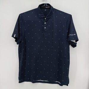 RLX Ralph Lauren Polo Mens XL Navy Anchor Shark Print Polyester Stretch Golf